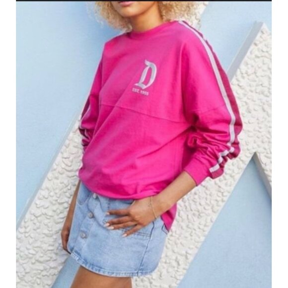 Disneyland Pink Spirit Jersey XS | Glitter Logo Long Sleeve Pullover | Disney - Picture 1 of 6